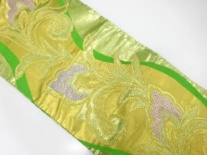 アンティーク　よろけ縞に唐花模様織り出し袋帯(材料)